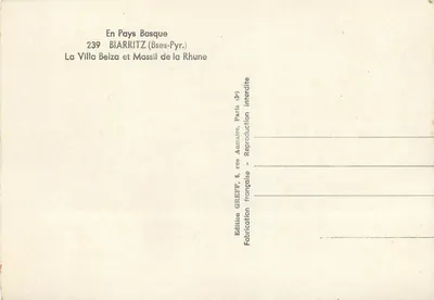 Biarritz — Villa Belza i Massif de la Rhune — Wydawnictwo Greff — Rewers