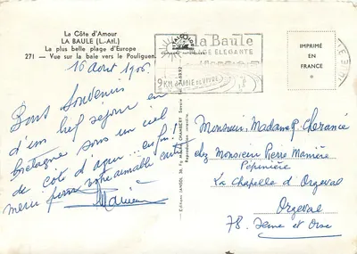 La Baule — Uitzicht op de baai van Pouliguen — Uitgave Jansol, n°271 — Achterkant