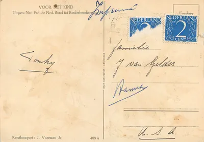 Bouquet di houx e di gui — J. Voerman Jr. — edizione Nat. Fed. di Ned. Bond tot Kinderbescherming — Verso