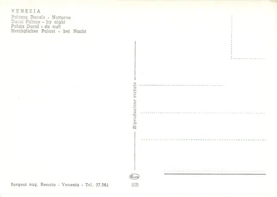 Wenecja — Pałac Ducal — Noc — Borgoni rag. Renato, Wenecja — Rewers