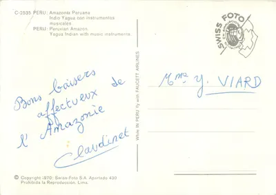 Índio Yagua — Amazônia peruana — Swiss-Foto — Verso