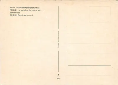 Bern — Fontanna graczowi na fujarce — wydawca A, seria 30/8 — Rewers