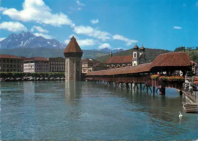 Lucerna, Kapellbrücke com Pilatus — série 547 — editor A. Kiener, Schwanden GL