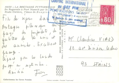 Anse de Rospico — Vista pitoresca da Bretanha — Edições Y. R. Caoudal — Verso