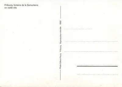 프리부르크, 사마리타인 우물 — 오래된 도시 — 사진 길베르트 플레우리, 시리즈 1053 — 뒷면