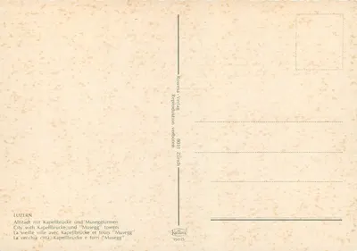 Lucerna — vista della vecchia città con la Kapellbrücke e le torri Musegg — Rowessa-Verlag, n° 8031 — Verso