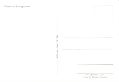 Gletsch mit Rhonegletscher — vista alpina com vacas — Bellavista Basel Nr. 720 — Verso