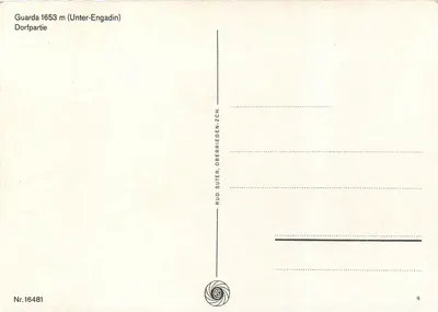 Guarda 1653 m (Unter-Engadin) — Parte do vilarejo — Rud. Suter, Oberrieden-Z.CH. Nr. 16481 — Verso