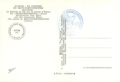Zamek Haut-Kœnigsbourg — widok na równinę Alsacji — Wydawnictwo Weygand — Rewers