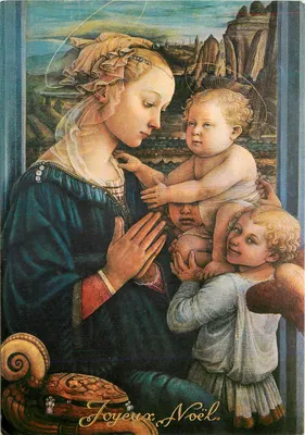 Virgem com o Menino e anjos — Feliz Natal — editor não visível