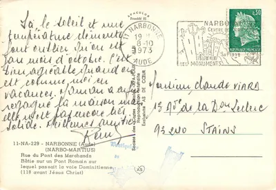 NARBONNE (Aude) — Rue du Pont des Marchands — Spółka Kart Montiqui — Rewers