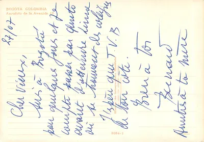 Bilhete postal moderno Bogotá Colômbia Fotografia aérea da Avenida — Verso