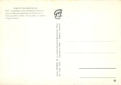 Basílica do Sagrado Coração — Montmartre — Editor GUY, n° 5239 — Verso