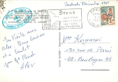 Capela Real de Dreux — Construída em torno de 1816, concluída em 1848 — Cliché Rozet — Verso