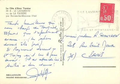 A Costa Azul Varoisa — vista de LA FAVIERE por Bormes-les-Mimosas (Var) — Éditions Rella — Verso