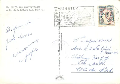 Col de la Schlucht — Les Hautes-Vosges — Les éditions d'art Munster — Rewers