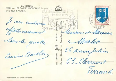 Les Sables d'Olonne — a vista do porto e a torre de Arundel — Les Editions Audierne — Verso
