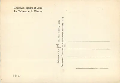 Chinon (Indre-et-Loire) — O Castelo e a Vienne — Éditions d'Art Martel, Paris — Verso