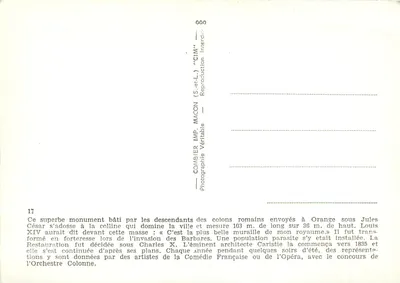 O Teatro Antigo de Orange — Vaucluse — IMP. MACON — Verso