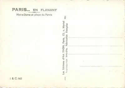 Notre-Dame van Parijs — plein van het Parvis — Edities d'Art Yvon, Parijs — Achterkant
