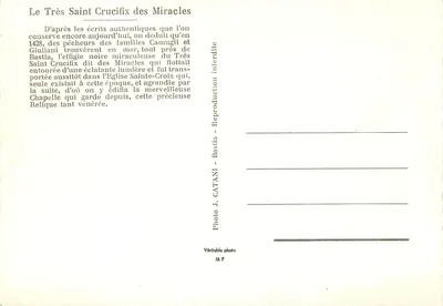 Capela dos Milagres — Bastia — Foto J. Catani — Verso
