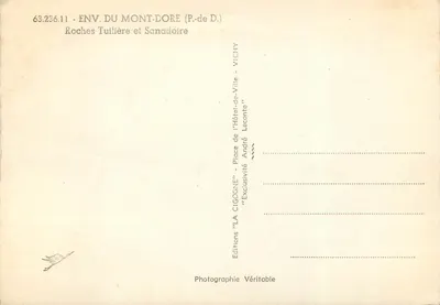 La Cigogne — Roches Tuilière et Sanadoire — Éditions Vichy — Verso