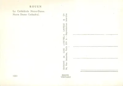 Rouen — A Catedral Nossa Senhora — Editor Estel, n° 1001 — Verso