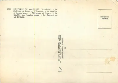 Fontaine-de-Vaucluse — Souvenir of Petrarch and Laure — Editions Scheitler — Back