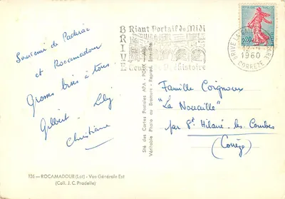 Rocamadour — Ogólny widok z wschodu — Sté des Cartes Postales APA - Poudix — Rewers