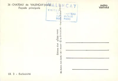 Castelo de Valençay — Fachada principal — Éditions Jean-Jaurès, Paris — Verso