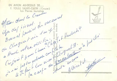As Pedras Jaumaitres — Toulx-Sainte-Croix (Creuse) — Edição Lapie — Verso