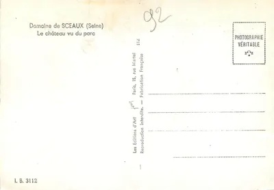 Zamek Sceaux — widok z parku — Éditions Martel — Rewers