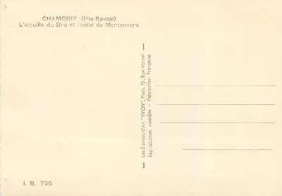 Aiguilla Drû i hotel Montenvers — CHAMONIX (Hte-Savoie) — Wydawnictwo Sztuki 'YVON' — Rewers