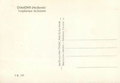 Chamonix (Haute-Savoie) — Teleliften van de Brévent — Kunstuitgaven 'YVON', Parijs — Achterkant
