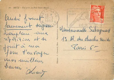 Metz - Vista tirada do Ponte Saint-Marcel — Editor F. Conrard, n°16 — Verso