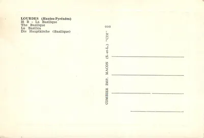 Lourdes (Hautes-Pyrénées) — Basílica — Combier Imp. Macon — Verso