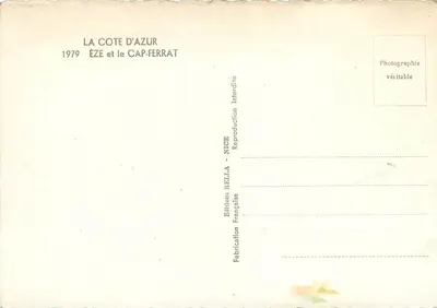 Éze i Kap-Ferrat — Wydawca Rella, seria 1979 — Rewers