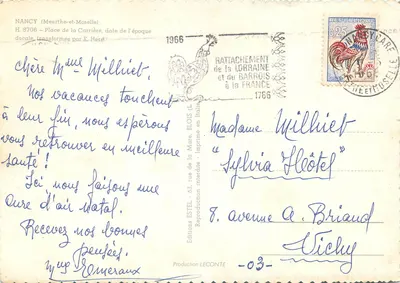 Praça da Carrière — Nancy — Editora ESTEL, n° H. 8706 — Verso