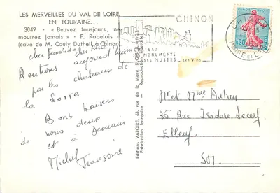 Chinon — jaskinia pana Couly Dutheil — wydawnictwo Éditions Valoire, nr 3049 — Rewers