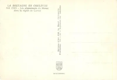 Alineaciones del Menec — región de Carnac — Ediciones d'Art JOS — Reverso