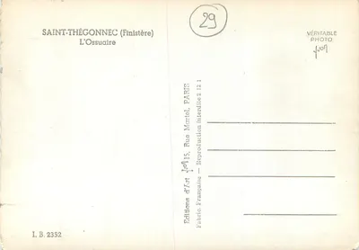 Saint-Thégonnec (Finistère) — O Ossuário — Éditions d'Art Martel, Paris — Verso