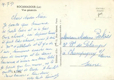 Rocamadour (Lot) — Widok ogólny — Wydawnictwo Sztuki Francuskiej — Rewers