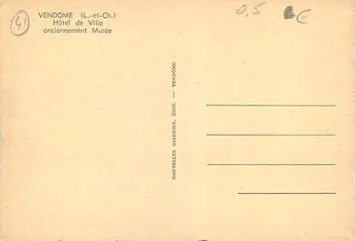 Vendôme (Loir-et-Cher) — Hotel de Ville, dawniej Muzeum — Nouvelles Galeries, Édit. — Rewers