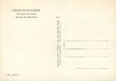 Cirque de Gavarnie — Massif du Marboré — Éditions d'Art 'Yvron', Paris — Rewers