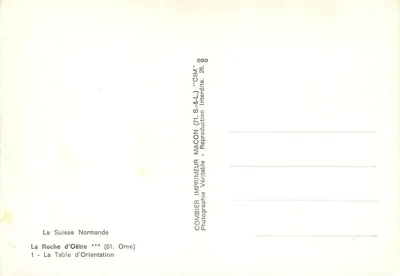 A Roche d'Oëtre — A Mesa de Orientação — Impressor Combier, Macon — Verso