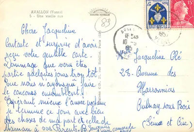 Avallon (Yonne) — Uma velha rua — Edições Mexichrone — Verso