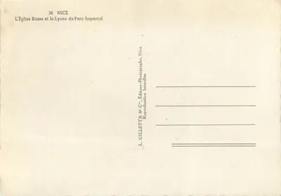 Ruska cerkiew i Cesarski Liceum — Nice — L. Gilletta & Cie, wydawca, Nice — Rewers