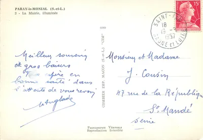Paray-le-Monial (S.-et-L.) — A Prefeitura iluminada — CIM — Verso