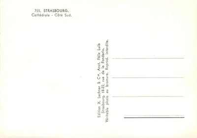Strasbourg — Katedra — Strona Południowa — Wydawnictwo X. Lechner & Cie — Rewers