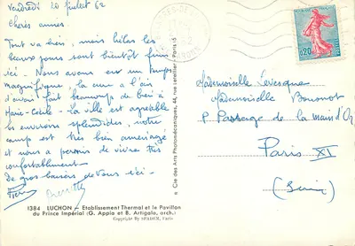 Luchon — Therme en het Pavillon van de Keizerlijke Prins — G. Appia en B. Artigala, Parijs — Achterkant
